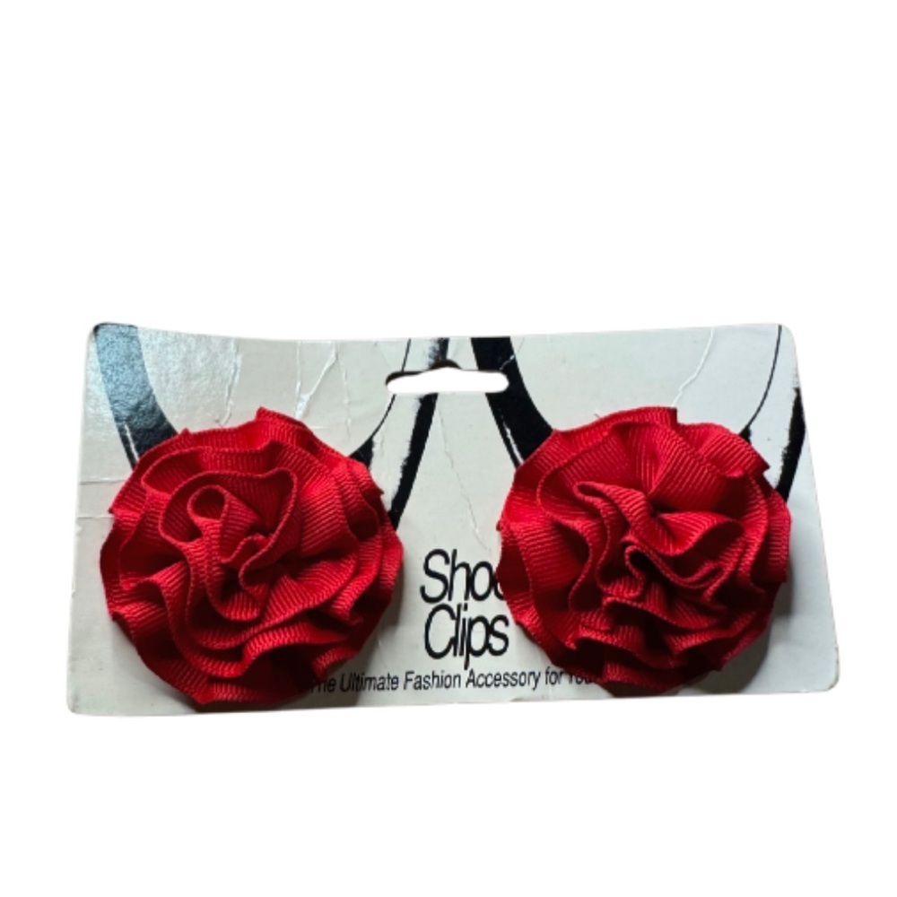 Red Floral Shoe Clips